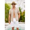 imageCOOFANDY Mens Knit Shirts Short Sleeve Button Down Polo Shirt Crochet Casual Vintage Summer Beach ShirtsApricot