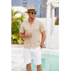 imageCOOFANDY Mens Knit Shirts Short Sleeve Button Down Polo Shirt Crochet Casual Vintage Summer Beach ShirtsApricot
