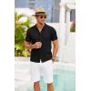 imageCOOFANDY Mens Knit Shirts Short Sleeve Button Down Polo Shirt Crochet Casual Vintage Summer Beach ShirtsBlack