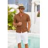 imageCOOFANDY Mens Knit Shirts Short Sleeve Button Down Polo Shirt Crochet Casual Vintage Summer Beach ShirtsCaramel