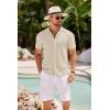 imageCOOFANDY Mens Knit Shirts Short Sleeve Button Down Polo Shirt Crochet Casual Vintage Summer Beach ShirtsCream