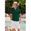 imageCOOFANDY Mens Knit Shirts Short Sleeve Button Down Polo Shirt Crochet Casual Vintage Summer Beach ShirtsGreen