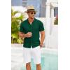 imageCOOFANDY Mens Knit Shirts Short Sleeve Button Down Polo Shirt Crochet Casual Vintage Summer Beach ShirtsGreen