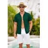 imageCOOFANDY Mens Knit Shirts Short Sleeve Button Down Polo Shirt Crochet Casual Vintage Summer Beach ShirtsGreen