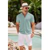 imageCOOFANDY Mens Knit Shirts Short Sleeve Button Down Polo Shirt Crochet Casual Vintage Summer Beach ShirtsIce Green