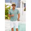 imageCOOFANDY Mens Knit Shirts Short Sleeve Button Down Polo Shirt Crochet Casual Vintage Summer Beach ShirtsIce Green
