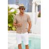 imageCOOFANDY Mens Knit Shirts Short Sleeve Button Down Polo Shirt Crochet Casual Vintage Summer Beach ShirtsKhaki