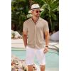 imageCOOFANDY Mens Knit Shirts Short Sleeve Button Down Polo Shirt Crochet Casual Vintage Summer Beach ShirtsKhaki