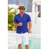 imageCOOFANDY Mens Knit Shirts Short Sleeve Button Down Polo Shirt Crochet Casual Vintage Summer Beach ShirtsRoyal Blue