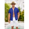 imageCOOFANDY Mens Knit Shirts Short Sleeve Button Down Polo Shirt Crochet Casual Vintage Summer Beach ShirtsRoyal Blue