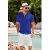 imageCOOFANDY Mens Knit Shirts Short Sleeve Button Down Polo Shirt Crochet Casual Vintage Summer Beach ShirtsRoyal Blue