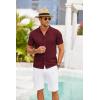 imageCOOFANDY Mens Knit Shirts Short Sleeve Button Down Polo Shirt Crochet Casual Vintage Summer Beach ShirtsWine Red
