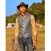 imageCOOFANDY Mens Leather Suit Vest Slim Fit Casual Western Vest Jacket Lightweight VNeck Dress WaistcoatsDark Grey