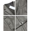 imageCOOFANDY Mens Leather Suit Vest Slim Fit Casual Western Vest Jacket Lightweight VNeck Dress WaistcoatsDark Grey