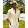 imageCOOFANDY Mens Linen Long Sleeve Shirts Casual Button Down Untucked Shirt Vacation Wedding Shirts with PocketBeige
