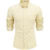 imageCOOFANDY Mens Linen Long Sleeve Shirts Casual Button Down Untucked Shirt Vacation Wedding Shirts with PocketBeige