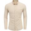 imageCOOFANDY Mens Linen Long Sleeve Shirts Casual Button Down Untucked Shirt Vacation Wedding Shirts with PocketKhaki