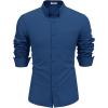 imageCOOFANDY Mens Linen Long Sleeve Shirts Casual Button Down Untucked Shirt Vacation Wedding Shirts with PocketNavy