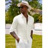 imageCOOFANDY Mens Linen Long Sleeve Shirts Casual Button Down Untucked Shirt Vacation Wedding Shirts with PocketWhite
