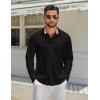 imageCOOFANDY Mens Long Sleeve Button Down Shirts Casual Untucked Shirt Regular Fit Dress ShirtBlack