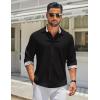 imageCOOFANDY Mens Long Sleeve Button Down Shirts Casual Untucked Shirt Regular Fit Dress ShirtBlack