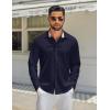 imageCOOFANDY Mens Long Sleeve Button Down Shirts Casual Untucked Shirt Regular Fit Dress ShirtDark Blue