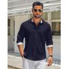 imageCOOFANDY Mens Long Sleeve Button Down Shirts Casual Untucked Shirt Regular Fit Dress ShirtDark Blue