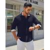 imageCOOFANDY Mens Long Sleeve Button Down Shirts Casual Untucked Shirt Regular Fit Dress ShirtDark Blue