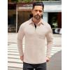 imageCOOFANDY Mens Long Sleeve Polo Shirt Casual Dress Button Polo T Shirt with Pocket Basic Lightweight Collared Golf ShirtApricot