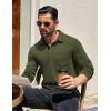 imageCOOFANDY Mens Long Sleeve Polo Shirt Casual Dress Button Polo T Shirt with Pocket Basic Lightweight Collared Golf ShirtArmy Green