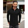 imageCOOFANDY Mens Long Sleeve Polo Shirt Casual Dress Button Polo T Shirt with Pocket Basic Lightweight Collared Golf ShirtBlack