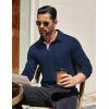 imageCOOFANDY Mens Long Sleeve Polo Shirt Casual Dress Button Polo T Shirt with Pocket Basic Lightweight Collared Golf ShirtDark Blue