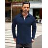 imageCOOFANDY Mens Long Sleeve Polo Shirt Casual Dress Button Polo T Shirt with Pocket Basic Lightweight Collared Golf ShirtDark Blue