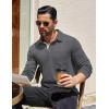 imageCOOFANDY Mens Long Sleeve Polo Shirt Casual Dress Button Polo T Shirt with Pocket Basic Lightweight Collared Golf ShirtDark Grey