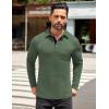imageCOOFANDY Mens Long Sleeve Polo Shirt Casual Dress Button Polo T Shirt with Pocket Basic Lightweight Collared Golf ShirtDeep Army Green