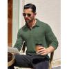 imageCOOFANDY Mens Long Sleeve Polo Shirt Casual Dress Button Polo T Shirt with Pocket Basic Lightweight Collared Golf ShirtDeep Army Green