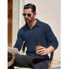 imageCOOFANDY Mens Long Sleeve Polo Shirt Casual Dress Button Polo T Shirt with Pocket Basic Lightweight Collared Golf ShirtDeep Blue