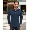 imageCOOFANDY Mens Long Sleeve Polo Shirt Casual Dress Button Polo T Shirt with Pocket Basic Lightweight Collared Golf ShirtDeep Blue