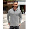 imageCOOFANDY Mens Long Sleeve Polo Shirt Casual Dress Button Polo T Shirt with Pocket Basic Lightweight Collared Golf ShirtGrey