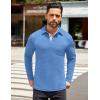 imageCOOFANDY Mens Long Sleeve Polo Shirt Casual Dress Button Polo T Shirt with Pocket Basic Lightweight Collared Golf ShirtLight Blue