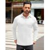 imageCOOFANDY Mens Long Sleeve Polo Shirt Casual Dress Button Polo T Shirt with Pocket Basic Lightweight Collared Golf ShirtWhite
