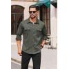 imageCOOFANDY Mens Long Sleeve Shirts Casual Button Down Shirt Wrinkle Free Dress Shirt with PocketArmy Green