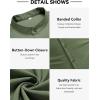 imageCOOFANDY Mens Oxford Shirts Long Sleeve Casual Button Down Shirts Band Collar Dress Shirt with PocketArmy Green