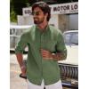 imageCOOFANDY Mens Oxford Shirts Long Sleeve Casual Button Down Shirts Band Collar Dress Shirt with PocketArmy Green