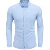 imageCOOFANDY Mens Oxford Shirts Long Sleeve Casual Button Down Shirts Band Collar Dress Shirt with PocketLight Blue