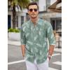 imageCOOFANDY Mens Oxford Shirts Long Sleeve Casual Button Down Shirts Band Collar Dress Shirt with PocketPalm Leaf Green