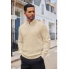 imageCOOFANDY Mens Quarter Button Sweater Lightweight Mock Neck Pullover Sweater Fashion Casual Knitted Waffle Henley SweaterBeige