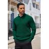 imageCOOFANDY Mens Quarter Button Sweater Lightweight Mock Neck Pullover Sweater Fashion Casual Knitted Waffle Henley SweaterDark Green