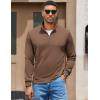imageCOOFANDY Mens Quarter Zip Pullover Sweatshirt Mock Neck Quilted Sweatshirt Lightweight Casual Long Sleeve Polo ShirtBrown