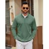 imageCOOFANDY Mens Quarter Zip Pullover Sweatshirt Mock Neck Quilted Sweatshirt Lightweight Casual Long Sleeve Polo ShirtDark Green